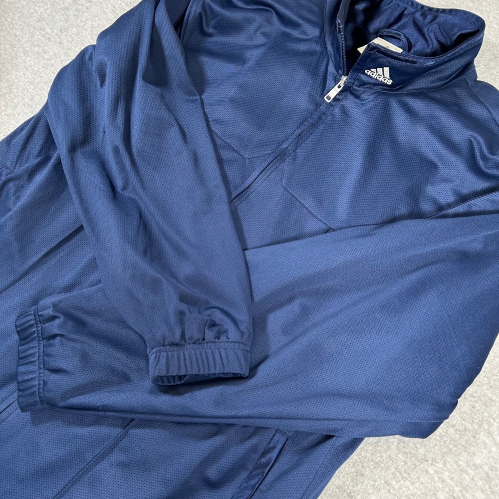 Adidas Track Jacket Mens Large Blue Y2K Vintage Basketball Full‎ Zip Shiny
